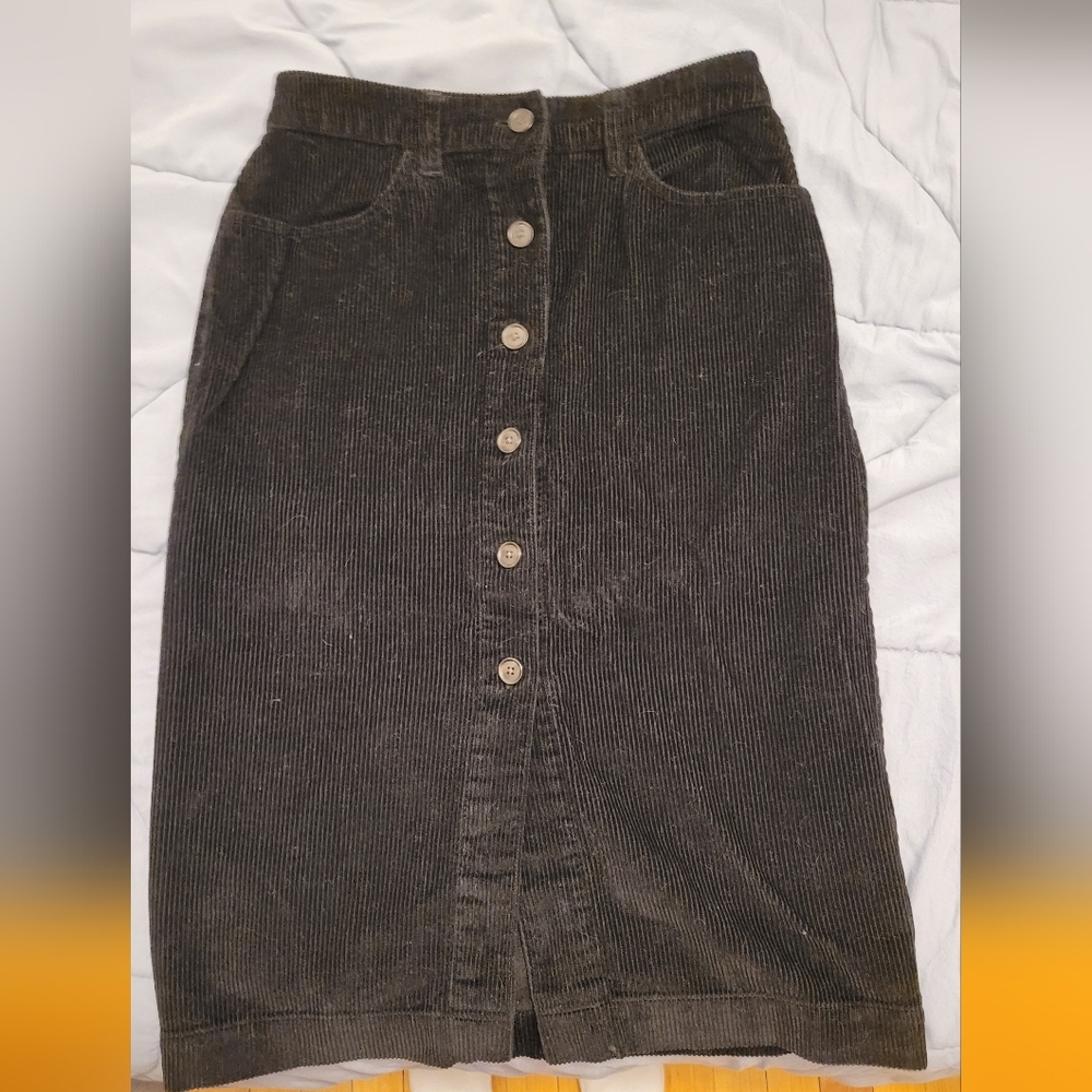 Gap Corduroy Button-Front Black Pencil Skirt